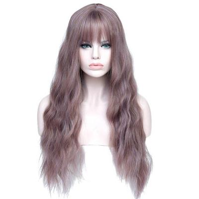 China Long Curly Hair Fashion Cosplay Hair Wavy Wigs High Temperature Wire Synthetic Wigs For Women for sale