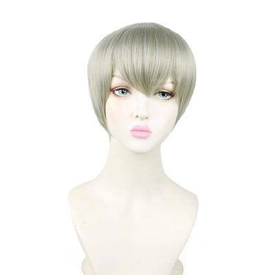 China Character Ombre Gray Natural Short Straight Anime Wigs Jujutsu Kaisen Toge Inumaki Cosplay Harajuku Wigs for sale