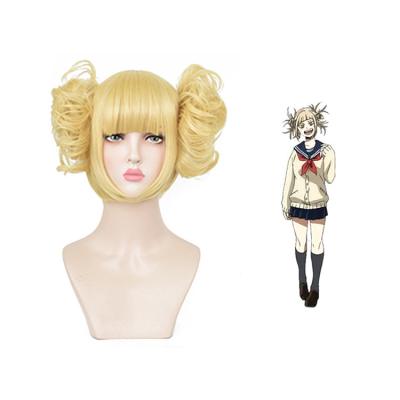 China Short Beige Blonde Synthetic Wig Cos Wigs For Anime Cosplay Perrque 30cm Himiko Toga My Hero Academia Harajuku Wig Wholesale for sale