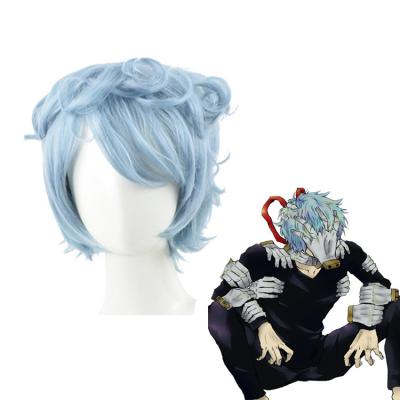 China Harajuku Halloween Wig Party My Hero Academia Tomura Shigaraki Cosplay Short Straight Blue Wig For Boys for sale