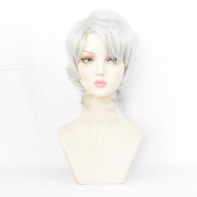 China Rui Anime Cosplay Short Hair Demon Slayer Wig Natural Silver White Synthetic Heat Resistant Harajuku Wig for sale