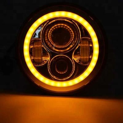 China Waterproof Round 6500K Angel Eye Halo Ring Auto LED Cowboy Car Headlight 7inch LED Aluminum Housing Diecast 7