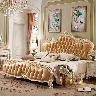 China Brown (Others) Italian Style Adjustable King Size Bed Solid Wood Bed Funiture Genuine Leather Luxury Bedroom Furniture for sale