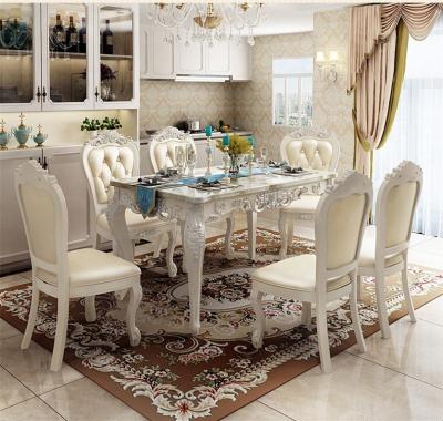 China (Height)Adjustable Dining Table and Chair Set Restaurant Luxury Marble Home Furniture Luxury Texture Dining Table Set for sale