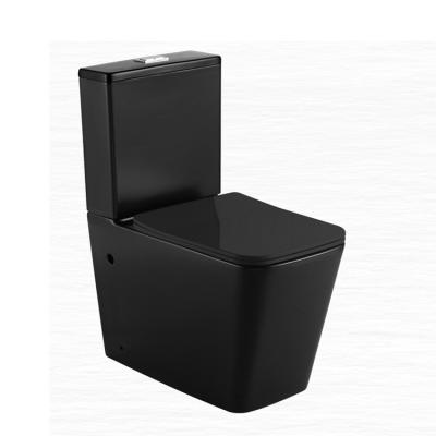 China Automatic Operation Chinese Two Piece Black Toilet Synthetic Marble S-trap Washdown Floor Mounted Toilet Wc Pan for sale