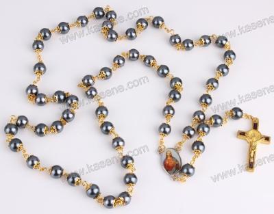 China Religious Wholesale Handmade Gold Hematite Rosary Chain Beads for sale