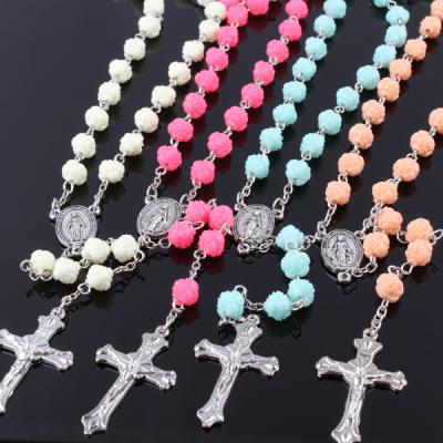 China China Yiwu Fashion Religious Jewelry Religious Hot Sale Different Colors, 6mm Rose Plastic Catholic Necklace Beads, Rosary for sale