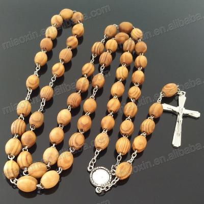 China Decoration Charm Saint 8mm Religious Catholic Wooden Bead Chain Rosary for sale