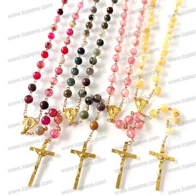 China New Design Religious Fashion Item Catholic Gemstone Bead Rosario, Gemstone Jewelry for sale