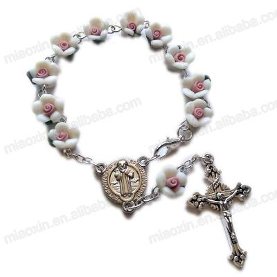 China 6*8mm religious reliogious flower ceramic rosary glass bracelet, rosary beads, rosary necklace for sale