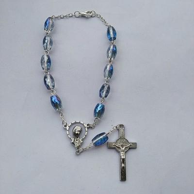 China Hot sale new style religious multicolor crystal bracelet, catholic rosary bracelet for sale