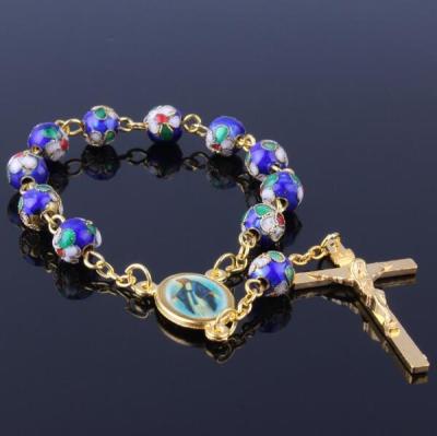 China Cheap handmade religious oriented cloisonne bracelet of religious western style rosary beads for sale