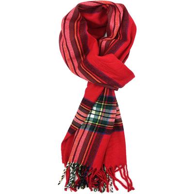 China Customized Women Fashion Tartan Check Scarf Winter Acrylic Dichromatic Scarf for sale