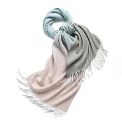 China Women's scarives 70%wool woolen gradient scarf 30%acrylic autumn winter scarf for elegant women for sale