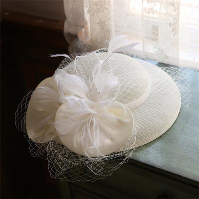 China Fashion UP BOOOGE Mesh Banquet Studio Classic Feather Hand Made Flush Bridal Top Formal Hat for sale