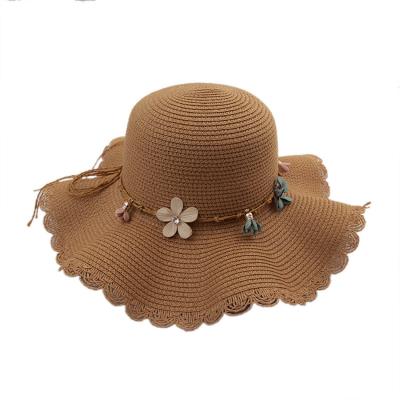 China 2021 Sunshade Beach Women's Summer Wave Small Straw Hat Travel Holiday Cool Brim for sale