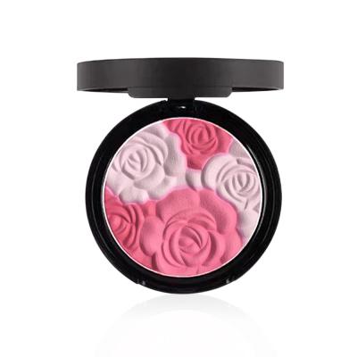 China Waterproof Highlighter Cheek Makeup Powder 3D Embossing Rose Face Blush OEM ODM for sale