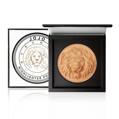 China Private Label Makeup Lion Embossed Highlighter Face Body Illumination Waterproof Shimmer Compact for sale