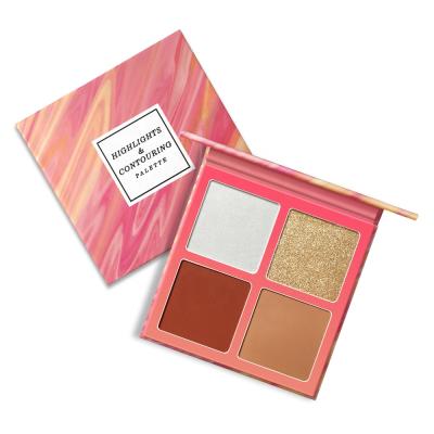 China Vegan Waterproof Custom Face Highlight Powder Bronzer Palette Pearlescent Sheen Pressed Glow Powder for sale