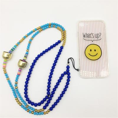 China Simply place the insert into the bottom of your multi-colored acrylic phone strap lanyard handmade beaded pearl phone chain for sale