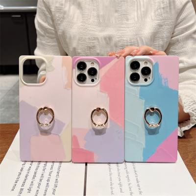 China Shockproof Square Case With iphone 13 , Luxury Marble Phone Ring Stand Holder For Case For iphone 12 pro 7 plus max /8 for sale