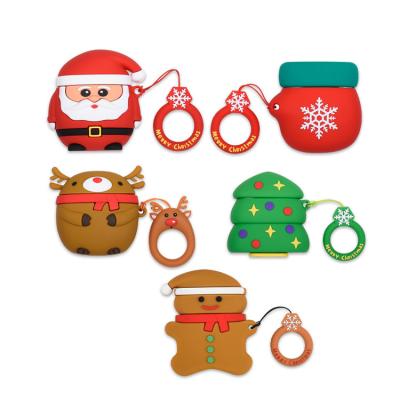 China Portable Cartoon Christmas Snowman Case with Key Chain Christmas Tree Santa Claus Protective Cover Case for Airpods 1/2, Portable Cartoon Christmas Snowman Case with Key Chain for sale