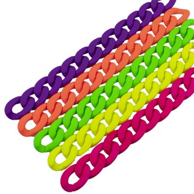 China Bag Accessories Charms Rubber Painting Fluorescent Acrylic Chain, 21*30mm Handbag Plastic Chain Accessories Decorative Chains for sale