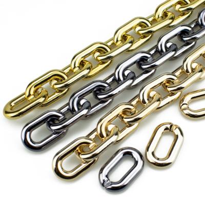 China Bag Accessories Charms 20*31mm Plastic UV Electroplating Gold Ring Buckle Chain Open Silvery Black For Jewelry Making, Restraint Chain for sale