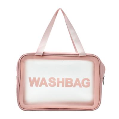 China New Durable Wash Bag Transparent Cosmetic Bag PVC+PU Toiletries Travel Storage Bag Toiletries Waterproof Toiletry Bag for sale