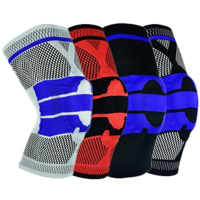 China New Adjustable Elasticity Sports Knee Pads Breathable Silicone Spring Knitted Knee Pads Basketball Mountaineering Running Protective Gear for sale