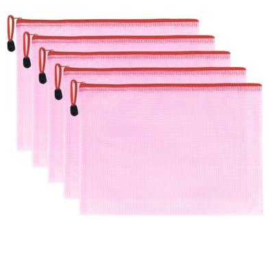 China Waterproof School Goods Mesh Window PVC Zip File Folder Pocket Document Bag for sale