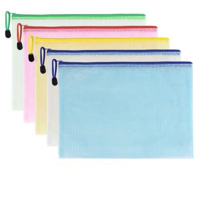 China Waterproof School Goods Mesh Window PVC Zip File Folder Pocket Document Bag for sale