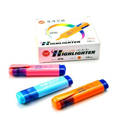 China Office Stationery Products Flat Shape Large Volume Marker Pens Smooth Colored Highlighter Bar Pen for sale