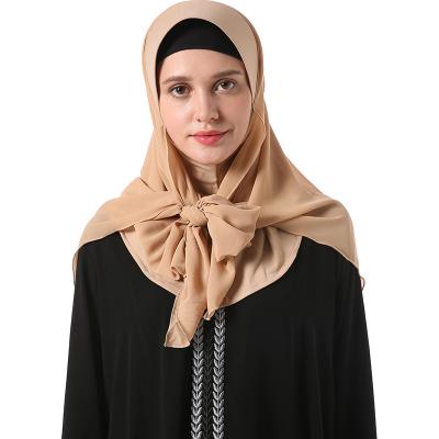 China Protect Bubble Turban Muslim Chiffon Inclusive Scarf Solid Color Elastic Hat For Women Fashion Soft Headwear Stretchy Head Wraps for sale