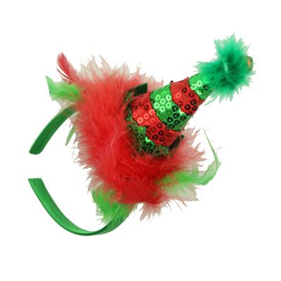 China Leather Covered Animal Headband 8140 Unicorn Horn Elf Ears Elf Flower Hair Band Sequin Christmas Hat Headband Pom Pom Fur Feather Hair Headband 8140 for sale