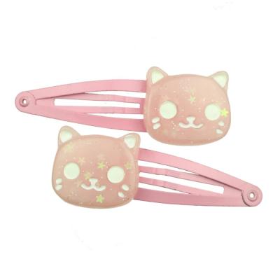 China Poly Resin Animal Head Cat Hair Snap Clips Custom Poly Resin Head Cat Hair Clip Animal Eco-Friendly Girl Hair Barrette 7700 for sale