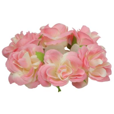 China Artificial Silk Rose Flower And No Harm Fading Elastic Wristband Rose Flower Ponytail Hair Holder Human Body Flower Rose 0579 for sale