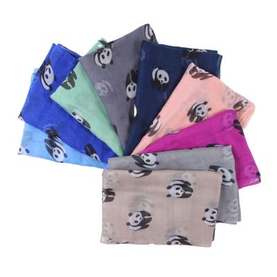 China Panda Style Panda Print Women Beach Scarf Tichel Wrap Light And Comfortable Squishy Main Size Large Animal Print Scarf for sale