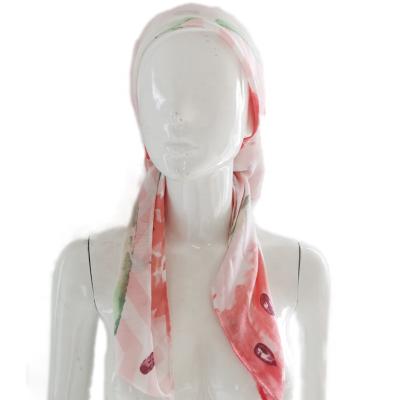 China Lightweight and Comfortable Cotton Viscous Spring Cotton Scarf Large Size Fruit Style Watermelon Print Head Scarf for sale