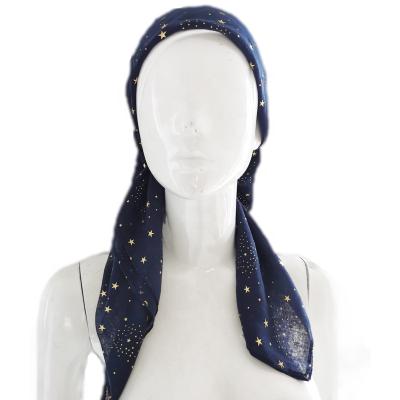 China Lightweight And Comfortable Metallic Style Women Scarf Star Printing Fashion Squishy Head Scarf for sale