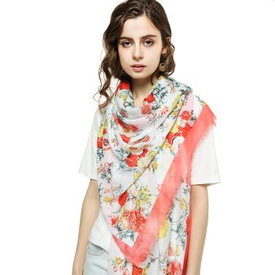 China Flower Style Cotton Tichel Scarf Women's Fashion Scarf Light Square Waist Printed Scarf Big And Comfortable for sale