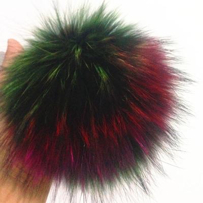 China Decoration for bag charm/multicolor raccoon fur fashion accessory CONVEXFUR colorful pom fur car key chain for sale