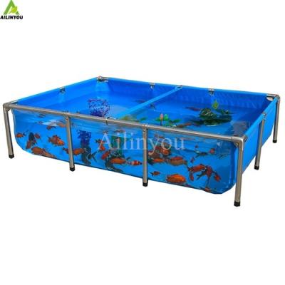 China Customized canvas tarpaulin coated pvc light weight  koi pond collapsible water tank for sale