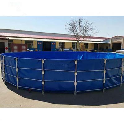 China Flexible biofloc pvc fish farming tank Pvc Canvas Fish Tank Farming Round Fish Pond Tank Tarpaulin for sale