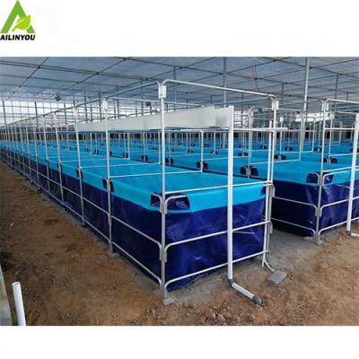 China Hot Sale Collapsible PVC Tarpaulin Fish Farming Tanks Indoor Outdoor Biofloc Equipemnt Ponds for RAS Catfish  Tilapia Fa for sale