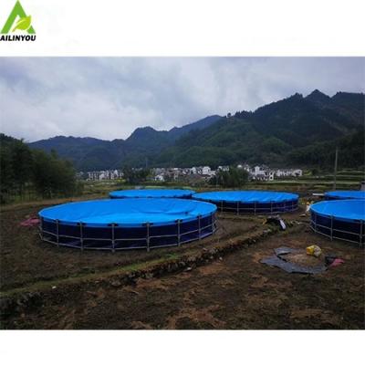 China PVC Waterproof Custom Bioflock Canvas Fish Tank Aquariums Equipments Pvc Tarpaulin Aquaculture Fish Tank for sale