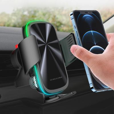 China Car Mobile 15W Qi Wireless Charger Fast Charging Air Vent Dash Car Phone Mount Auto Mount Holder Compatible iPhone for sale