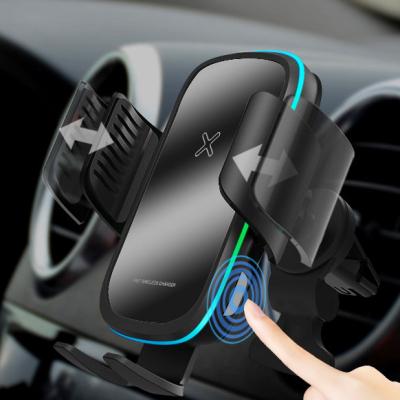 China Best Touch FOD Qi 10W 15W Car Phone Mount High Speed ​​Selling Fast Charging Auto Fast Charging Wireless Charger for sale