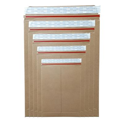 China Durable And Rigid Kraft Paper Mailers Brown To Stay Flat Seal Self Envelope for sale