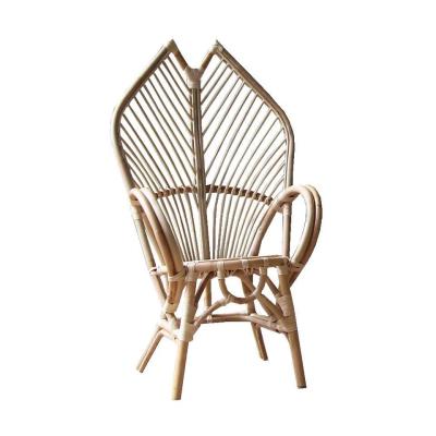 China High Style Contemporary Moroccan Handmade Indonesian Cane Woven Back Solid Wood Armchair for sale